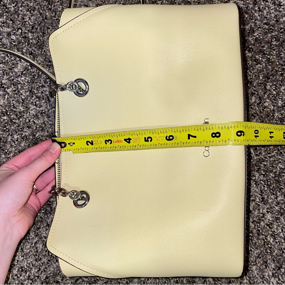 Calvin Klein Pale Yellow Pebble Leather Shoulder Bag - Picture 10 of 11